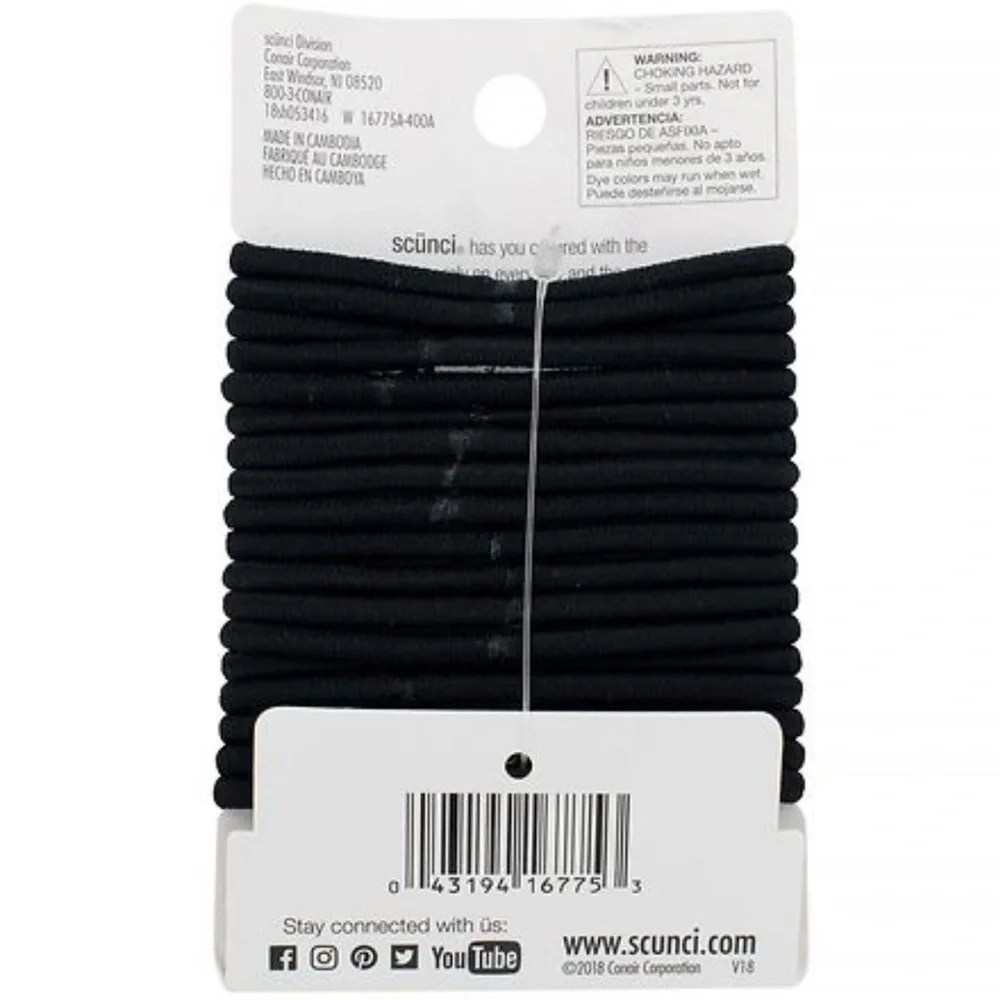 4 Scunci No Damage Medium-Hold Elastic Hair Bands Medium Black 18 ct., 72 Total